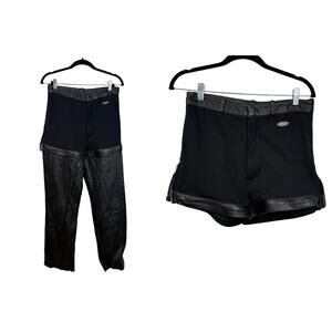 Vintage Harley Davidson Leather Moto Pants Zip Off Riding Black Womens 10